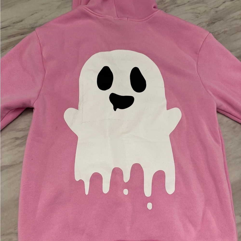 Better Together Pink Sweatshirt Hoodie With Embroidered Ghost - Picture 5 of 12